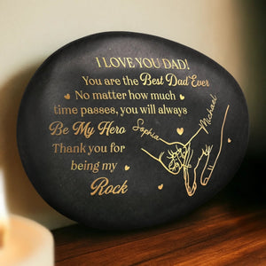 Custom Rock Gift For Dad, Personalized Fathers Day Gift for Dad Grandpa, Family Built on Love Stone Keepsake Decor, Birthday Gift