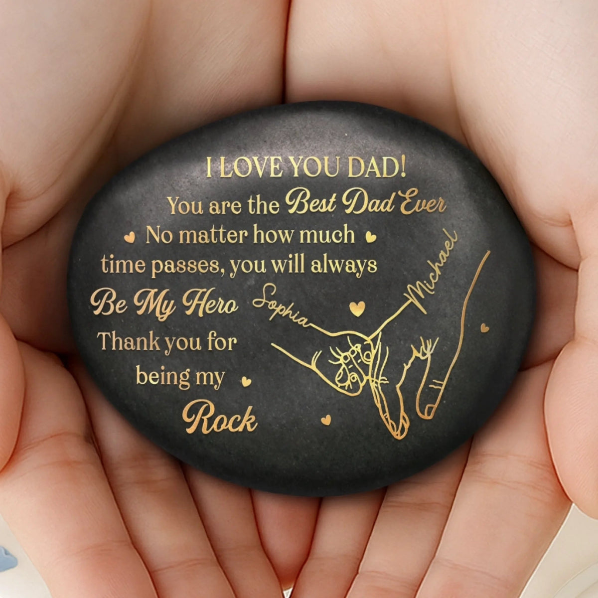 Custom Rock Gift For Dad, Personalized Fathers Day Gift for Dad Grandpa, Family Built on Love Stone Keepsake Decor, Birthday Gift