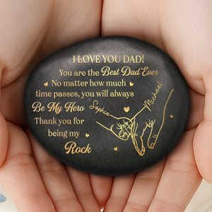 Custom Rock Gift For Dad, Personalized Fathers Day Gift for Dad Grandpa, Family Built on Love Stone Keepsake Decor, Birthday Gift