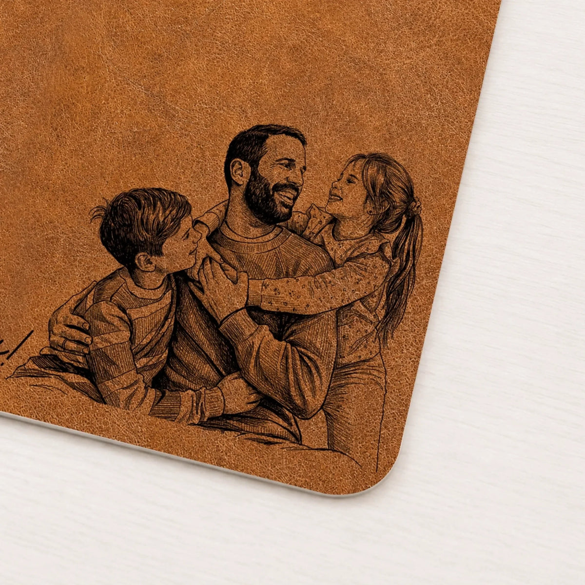 We Love You Custom Photo Sketch Line Art Father's Day Gift For Husband, Dad - Personalized Desk Mat