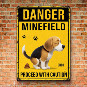 Danger Minefield - Personalized Metal Sign For Dog Lovers