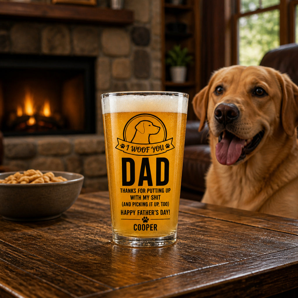Dog Dad Pint Glass – Funny Father’s Day from the Dog (Custom Pet Name) - Personalized Beer Glass 6a1f9e3c-7de0-467c-8e9e-73f145e74214.jpg