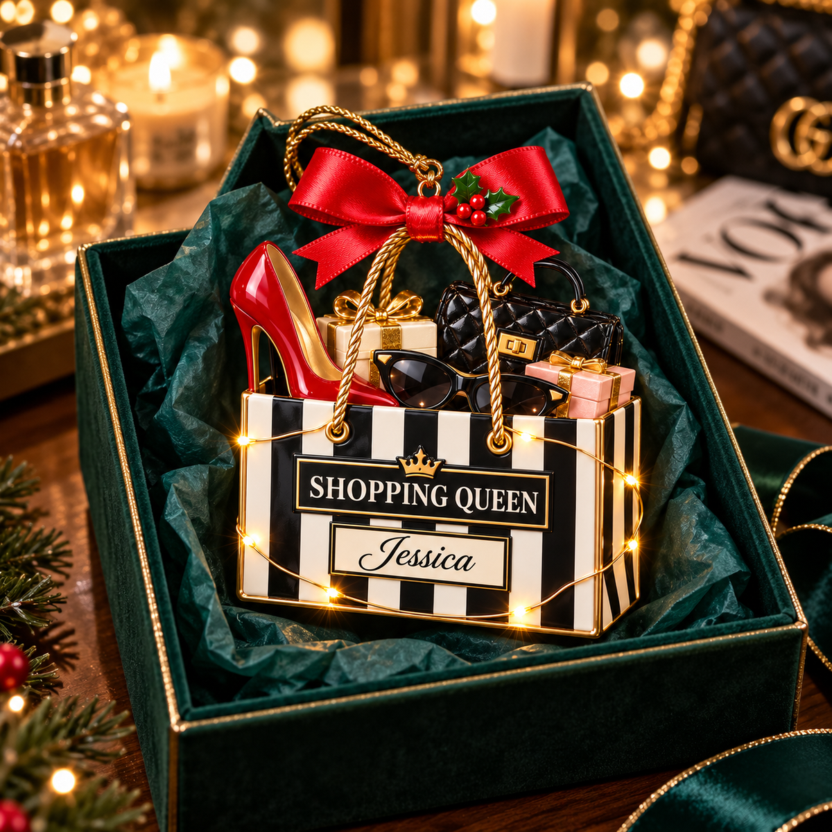 Personalized Shopping Queen Christmas Ornament – Custom Name Shopping Bag with High Heel and Handbag, Gift for Fashion Lovers and Shopaholics 6a21b3c9-a8ee-4f12-b685-4a300a518ff8-7f39c770-b608-42be-ae4b-c7a6c63886f4.png