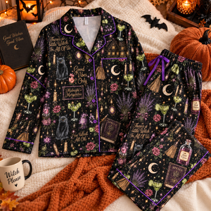 Witchy Halloween Satin Pajamas, Spooky Witch PJs Set, Gothic Sleepwear, Magical Halloween Pajamas, Fall Gift for Her 6a257e73-261d-4e1d-92be-475b1b2cef6c-d6955e6a-6570-446a-aaad-aea1c0fda3a6.png