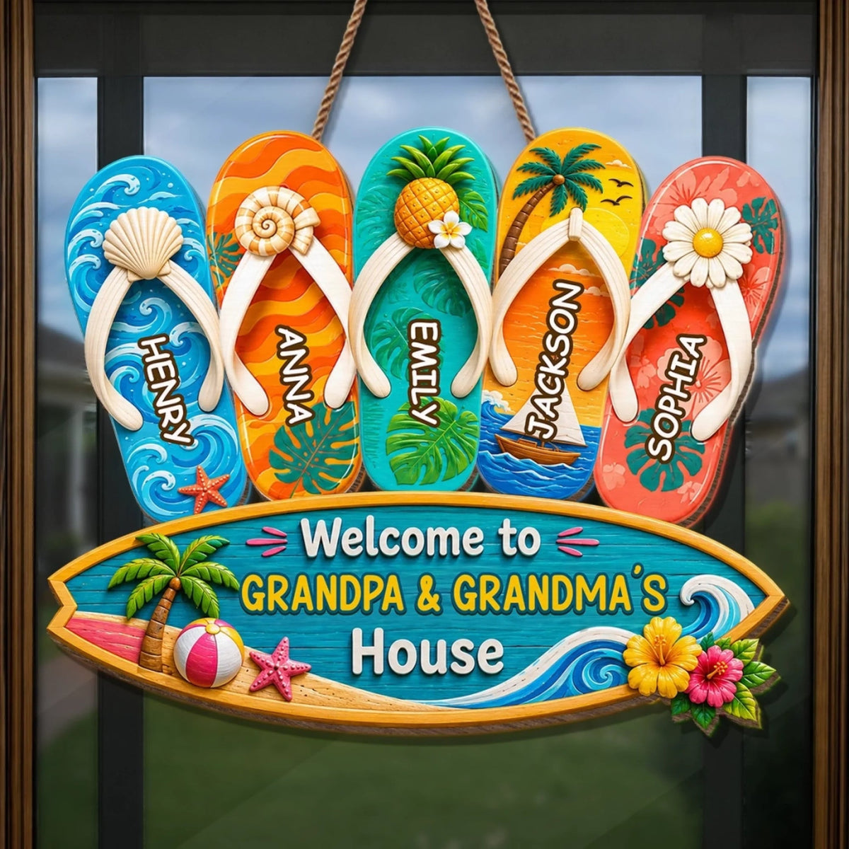 Beach Days With Grandkids Wood Sign - Personalized Summer Vacation And Travel Gifts For Grandma, Grandpa