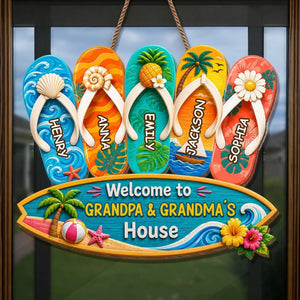 Beach Days With Grandkids Wood Sign - Personalized Summer Vacation And Travel Gifts For Grandma, Grandpa