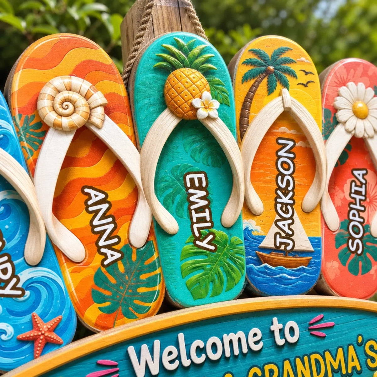 Beach Days With Grandkids Wood Sign - Personalized Summer Vacation And Travel Gifts For Grandma, Grandpa