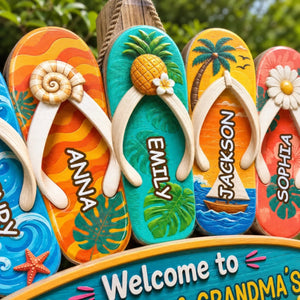 Beach Days With Grandkids Wood Sign - Personalized Summer Vacation And Travel Gifts For Grandma, Grandpa