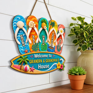 Beach Days With Grandkids Wood Sign - Personalized Summer Vacation And Travel Gifts For Grandma, Grandpa
