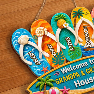 Beach Days With Grandkids Wood Sign - Personalized Summer Vacation And Travel Gifts For Grandma, Grandpa