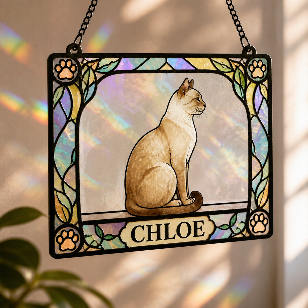 Personalized Cat Stained-Glass Suncatcher – Art Nouveau Frame - Personalized Rectangle Stained Glass Suncatcher (PW) 6a435326-eeaf-433b-9cba-9c428c01d02f.jpg