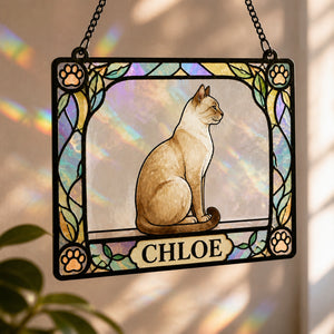 Personalized Cat Stained-Glass Suncatcher – Art Nouveau Frame - Personalized Rectangle Stained Glass Suncatcher (PW) 6a435326-eeaf-433b-9cba-9c428c01d02f.jpg