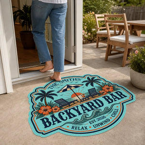 Custom Poolside Shaped Doormat - Personalized Summer Vacation And Travel Gifts For Mom, Dad, Brother, Sister, Kids