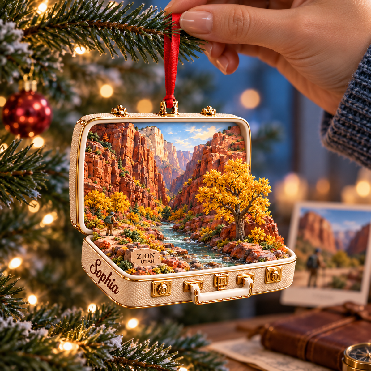 Personalized Zion National Park 3D Suitcase Christmas Ornament – Utah Travel Souvenir & Gift for Nature Lovers 6a58daa1-cd24-41e8-b2fd-1369dcf7458e-Hanging-Sophia-s-Zion-Christmas-Ornament-4.png
