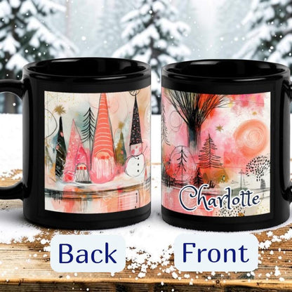 Personalized Christmas Mug, Custom Name Whimsical Winter Wonderland Mug, Boho Holiday Coffee Cup, Black Ceramic Mug, Gnome Snowman Gift 6a6253aa-f2ce-4bff-a070-bbd970e9e702-r2.jpg