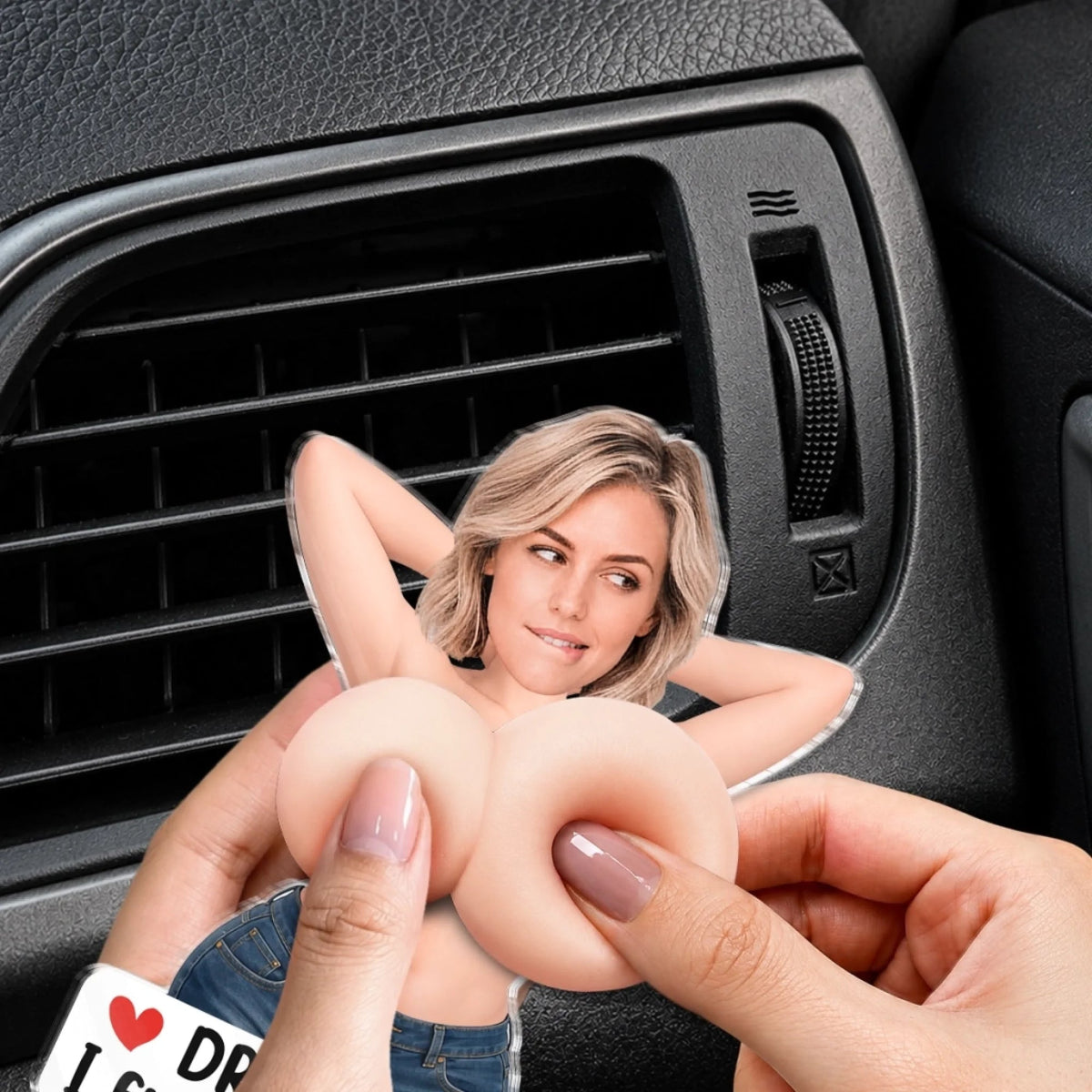 Drive Safe, Stud Muffin - Custom Photo Squishy Acrylic Car Vent Clip