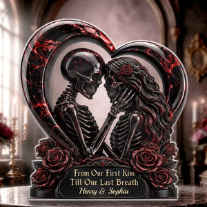 Unconditional Dark Love Gothic Skeleton Acrylic Plaque - Personalized Halloween Decor, Anniversary Wedding Gifts For Husband And Wife, Him And Her