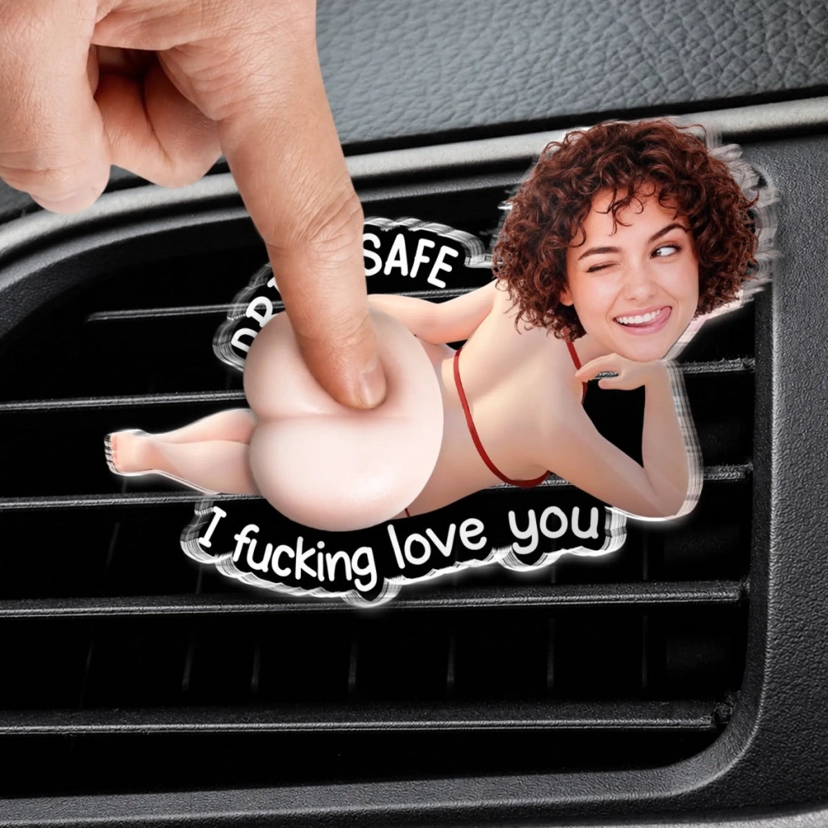 Custom Photo Squishy Acrylic Car Vent Clip – Personalized Anniversary Wedding Gifts For Husband And Wife, Him And Her – Drive Safe, I Love You