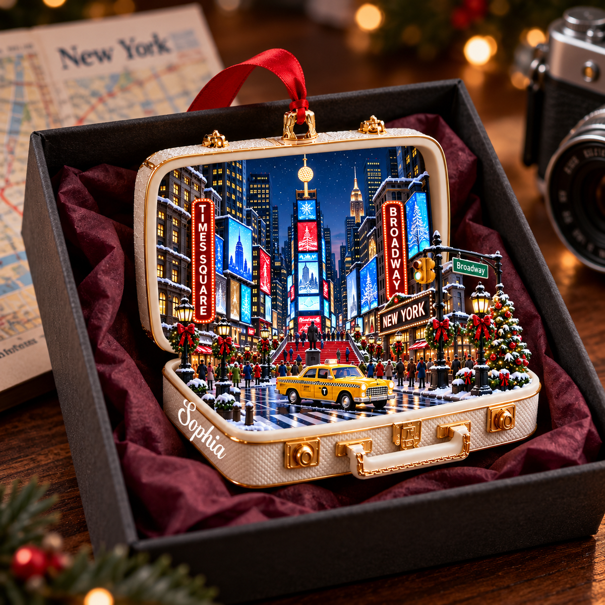 Personalized Times Square 3D Suitcase Christmas Ornament – New York City Souvenir & Gift for NYC Lovers 6a7796d0-73ae-4402-9aaa-44f982f8371d-New-York-memories-in-a-suitcase-ornament-2.png
