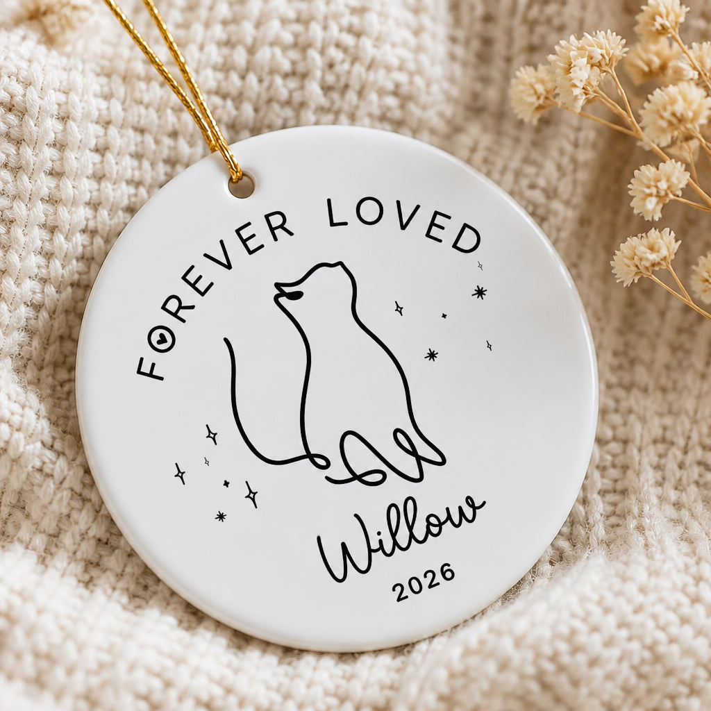 Forever Loved Cat Memorial Ornament — Personalized Name & Year - Personalized Ornament 6a7931db-c716-4911-9cf1-13f332c95c9c.jpg