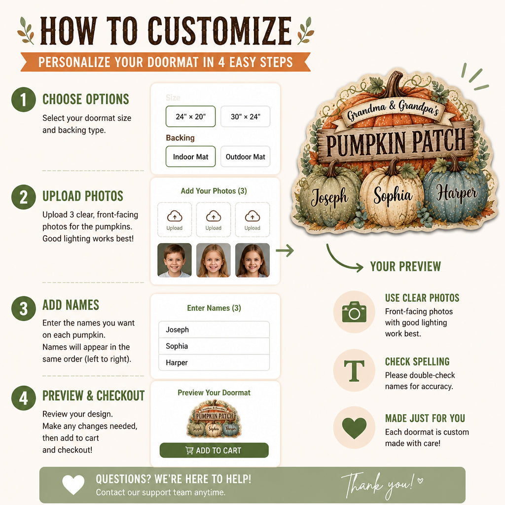 Grandparents' Pumpkin Patch – Custom Shape Doormat (3 Names) - Personalized Custom Shape Doormat (ZB) 6a8f118b-7d13-4d50-b02d-a583f477caa5.jpg