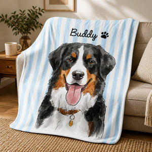 Custom Pet Watercolor Blanket - Name + Portrait - Personalized Blanket 6aa571bd-559b-49d5-bf08-a1c77c42c314.jpg