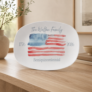 America 250th Anniversary Platter Personalized Family Name Plate Gift Patriotic Serving Tray 4th of July Decor USA 250 Kitchen Decor