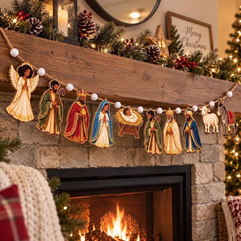 African American Nativity Wooden Garland, Black Holy Family Christmas Mantel Decor 6b1bd00b-6d7d-42cf-a433-a634aab98972-dgdfg-1-.webp