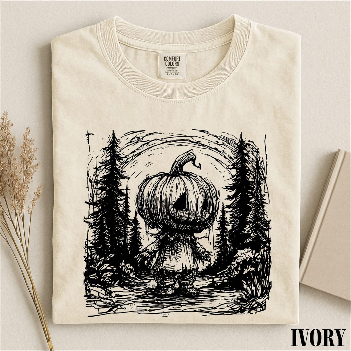 Spooky Forest Pumpkin Head Shirt, Retro Halloween Graphic Tee 6b234059-9ce4-4e76-b98c-df6fd5282ce6-4.jpg
