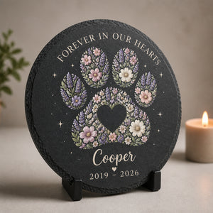 Floral Paw Memorial Slate – Personalized Name & Years - Personalized Slate Memorial Stone 6b3d8b47-353d-4df1-9c9e-f5b77987c65b.jpg