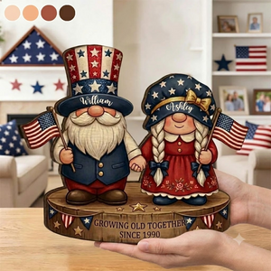 Custom Patriotic Couple Wooden Plaque Growing Old Together Gift for Him & Her