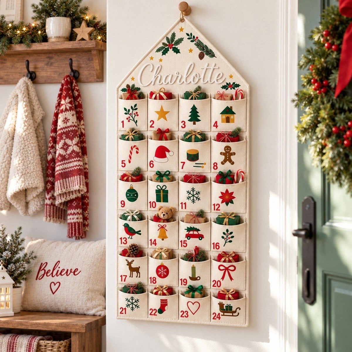 Personalized Christmas Advent Calendar with 24 Pockets, Custom Name Fabric Countdown Wall Hanging, Kids Holiday Organizer, Reusable Christma 6b71177f-b3e3-462f-bb4b-baec334fe7cc-il_1588xN.8567557906_h3r0.jpg