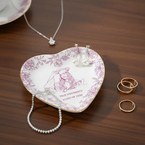 Custom Photo Pencil Sketch Congrats Graduation - Personalized Ring Dish