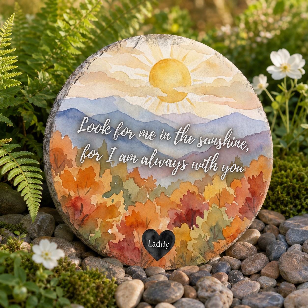 Look For Me In The Sunshine Memorial Stone: Personalized Watercolor Landscape Garden Plaque 6ba4c8ee-85b1-4c2b-98f7-700291b35aee-banner-1.png