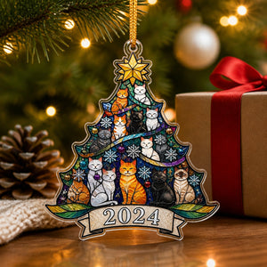 Stained Glass Cats Christmas Tree Shape Ornament – Custom Year - Personalized Shape Ornament 6ba5947a-9b3f-4353-91cc-e4dd695b693c.jpg