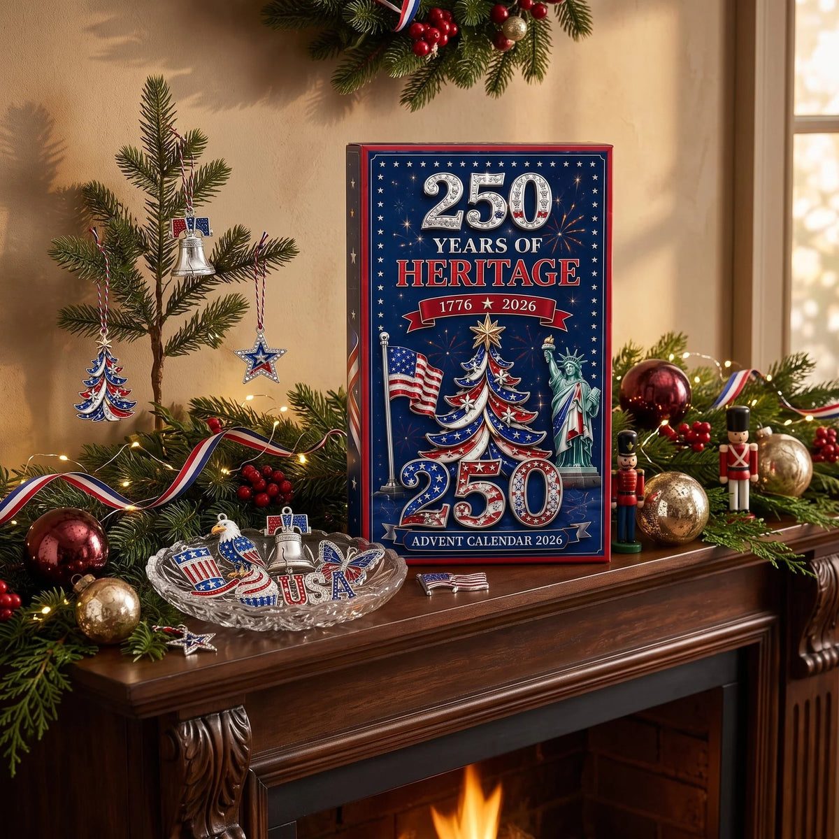 America 250th Heritage Icons Advent Calendar 2026 6bb8eba6-f3f2-40a5-9f66-d78bb7561c69-Advent_calendar_on_fireplace_mantel_202608131719.jpg