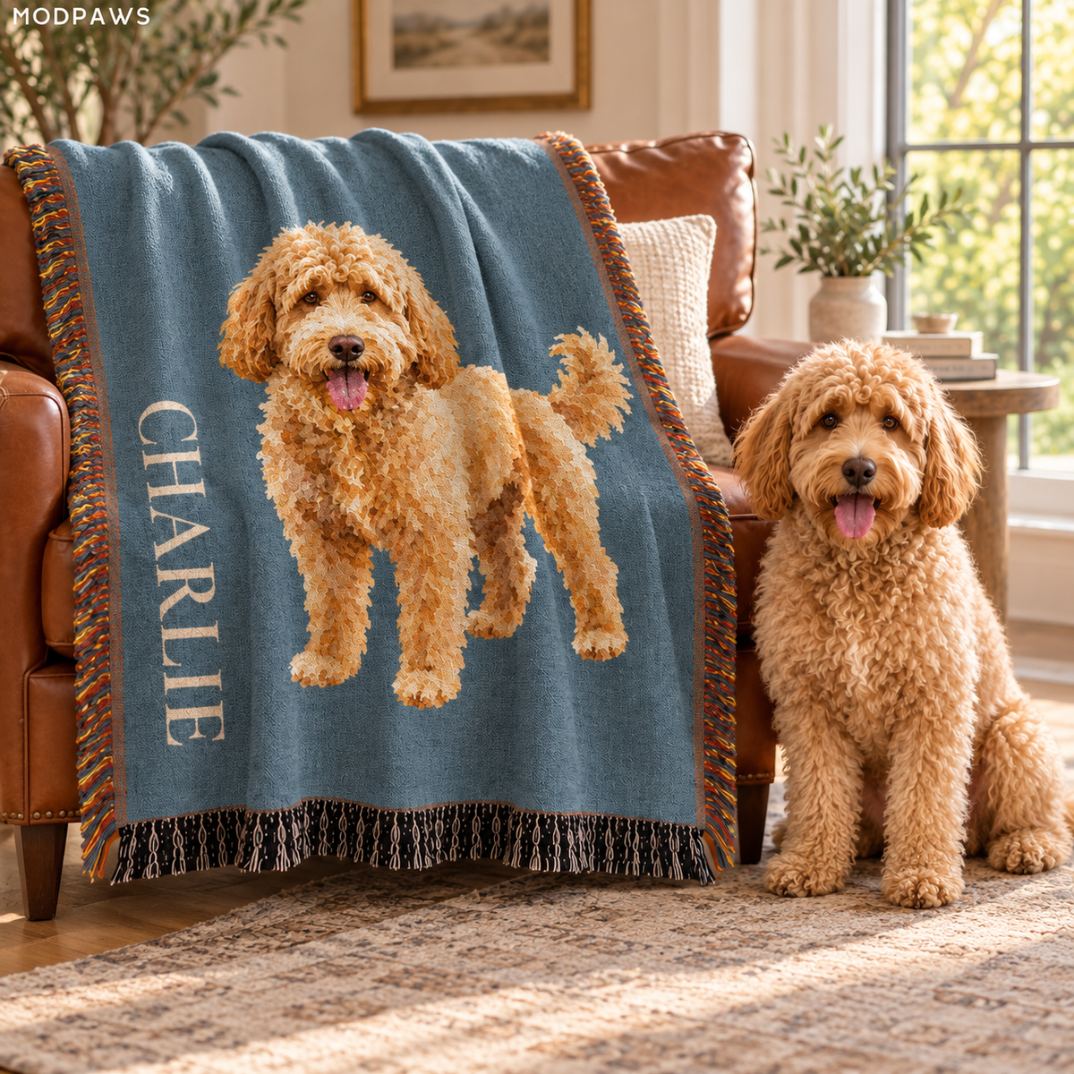 Custom Dog Portrait Woven Blanket, Personalized Pet Photo Tapestry Throw, Custom Dog Dad Gift, Pet Gift 6bc37fe8-e484-4642-9727-9ee5b6d21662-Ch-n-Charlie-v-c-n-b-n-gh-da.png