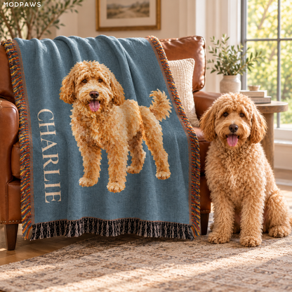 Custom Dog Portrait Woven Blanket, Personalized Pet Photo Tapestry Throw, Custom Dog Dad Gift, Pet Gift 6bc37fe8-e484-4642-9727-9ee5b6d21662-Ch-n-Charlie-v-c-n-b-n-gh-da.png
