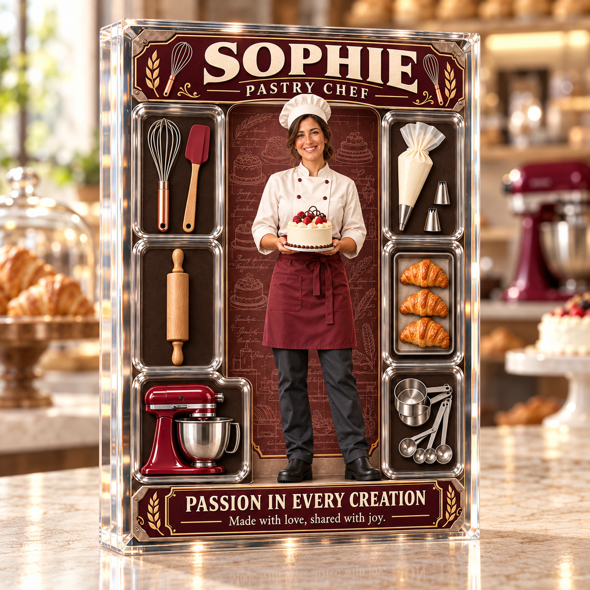 Personalized Pastry Chef Acrylic Block – Custom Photo & Name Baker Figure, Bakery Decor & Pastry Chef Appreciation Gift 6bc528c2-478a-4493-97f2-60929e77dd6e-Sophie-pastry-chef-acrylic-display-plaque-4.png