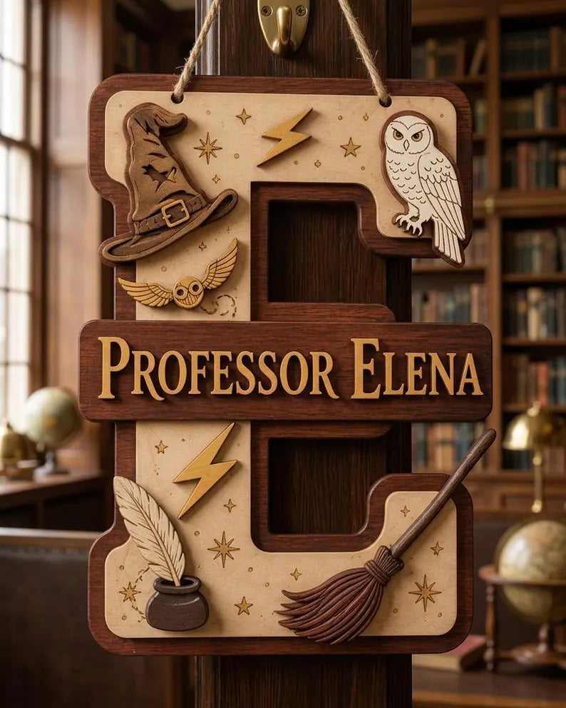 Personalized Wizard Initial Wooden Sign, Custom Teacher Door Hanger, Magical Professor Name Gift 6bcb6445-c23a-45ad-9c0d-8bfea9efc719-hrtfhju-6-.webp