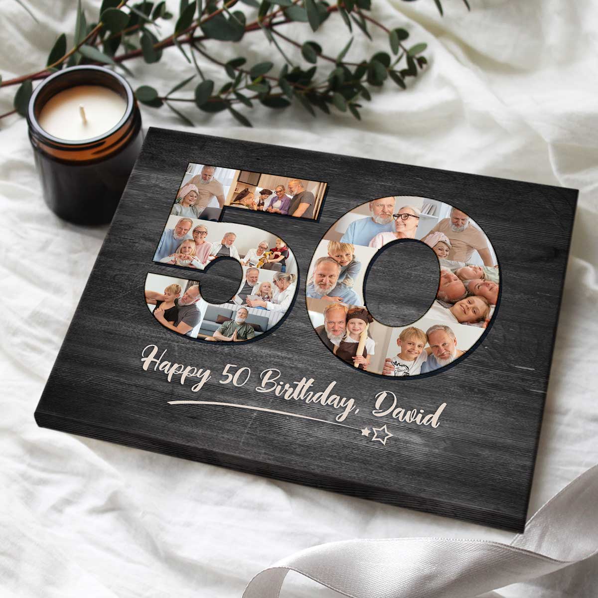 Personalized 50th Birthday Gift For Men, 50th Birthday Custom Photo Collage Canvas, 50th Birthday Gifts for Dad