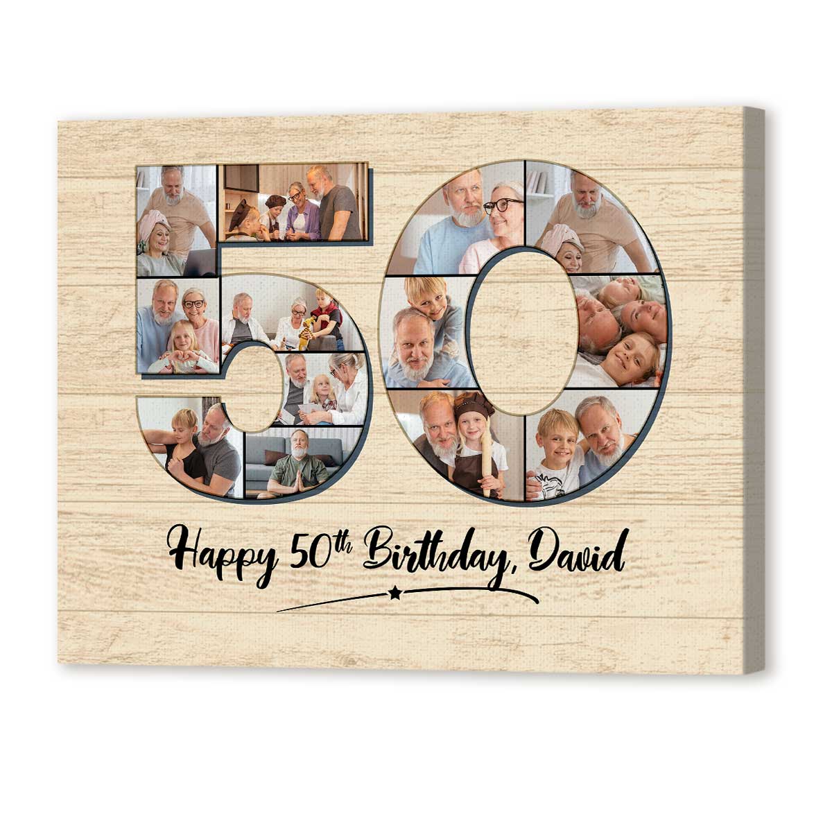 Personalized 50th Birthday Gift For Men, 50th Birthday Custom Photo Collage Canvas, 50th Birthday Gifts for Dad