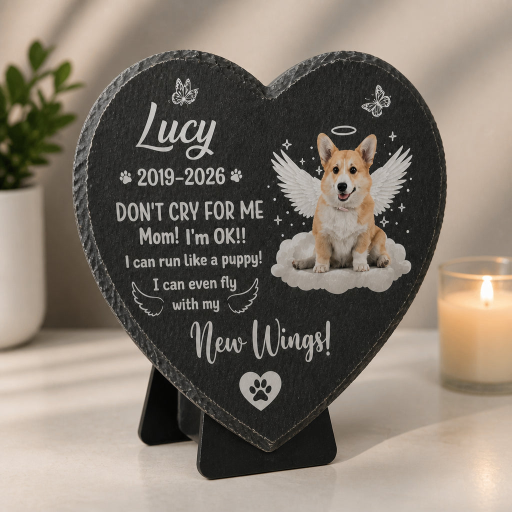 Pet Memorial Heart Slate – New Wings Photo & Name - Personalized Slate Memorial Stone 6be55c5e-6589-4571-a4a3-56fe1b2c5926.jpg