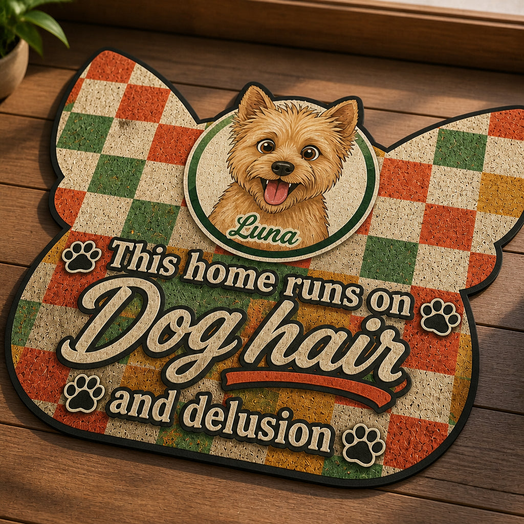 Custom Shape Doormat — This Home Runs on Dog Hair & Delusion — Pet Photo + Name - Personalized Custom Shape Doormat (ZB) 6c353bcc-2d4f-44eb-bb41-36fff0203714.jpg