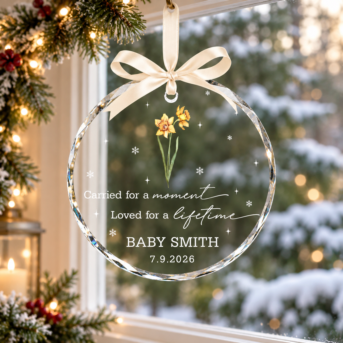 Personalized Baby Memorial Ornament, Miscarriage Ornament, Stillbirth Keepsake, Sympathy Gift, Custom Baby Loss Birth Flower Ornament 6c54561b-2d25-45d1-af31-7bce5d90d3a1-banner-2.png
