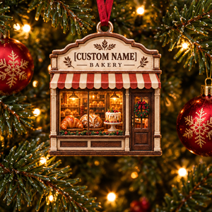Personalized Christmas Bakery Ornament, Custom Bakery Shop Ornament, Baker Gift for Christmas 6c56401d-4914-4a83-89d1-79bda36193f2-bakery_ornament_mockup_4_tree.png