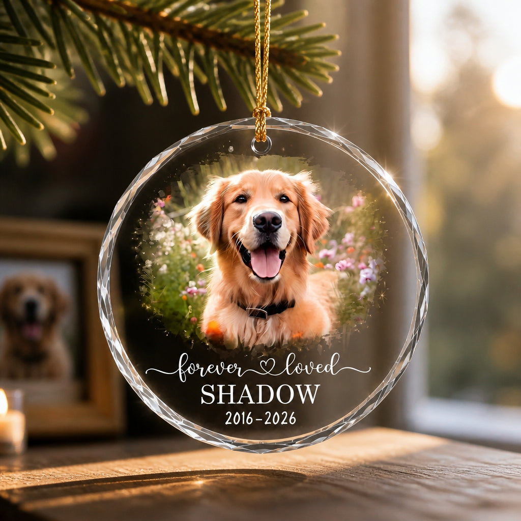 Pet Memorial Crystal Ornament — Forever Loved Photo, Name & Years - Personalized Crystal Ornament 6c5b6cb9-71bb-4dab-85b4-61ed8bfa8866.jpg