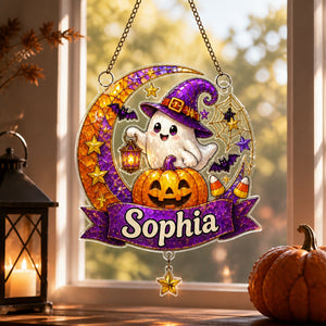 Personalized Witchy Ghost Pumpkin Suncatcher - Personalized 1 Layered Suncatcher with Charm 6c9cb553-3a06-4236-a135-b60e5406ae13.jpg