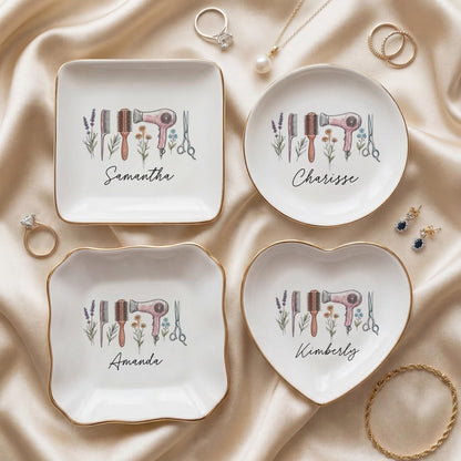 Personalized Hair Stylist Trinket Dish, Custom Hairdresser Gift, Ceramic Jewelry Holder with Name, Gift For Her 6ca48e11-c844-41ec-acca-5f13e00a030b-bn1.jpg