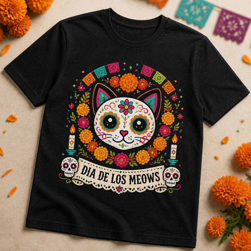 Dia de los Meows Calavera Cat Tee - Personalized T-shirt 6cb91753-0502-4908-b168-2a01914386ae.png